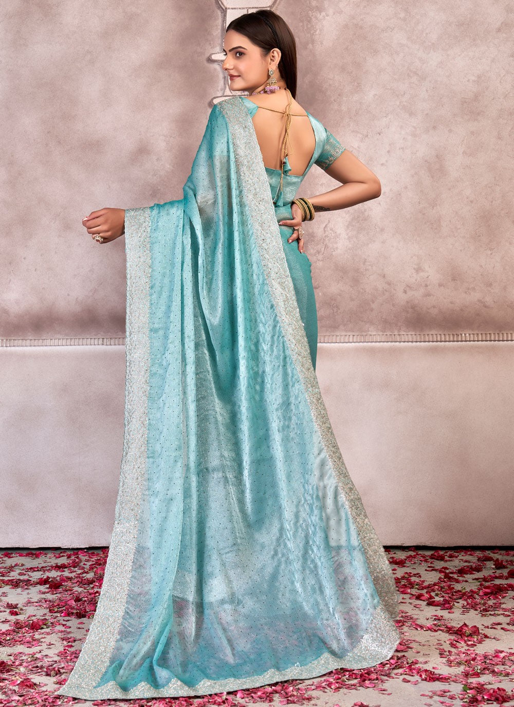 Classic Embroidered Chiffon Saree - S7304