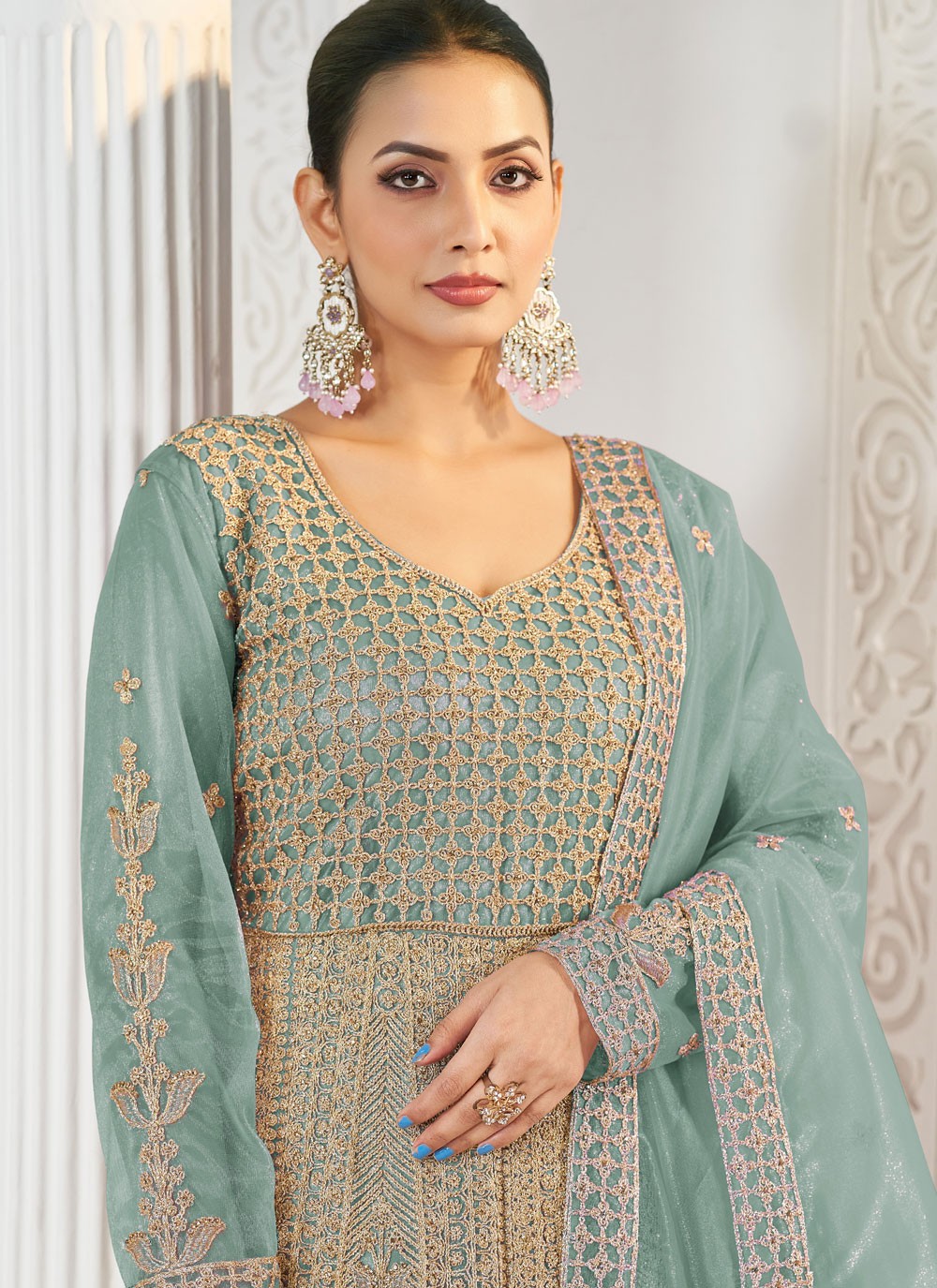 Embroidered Net Gown - G1921