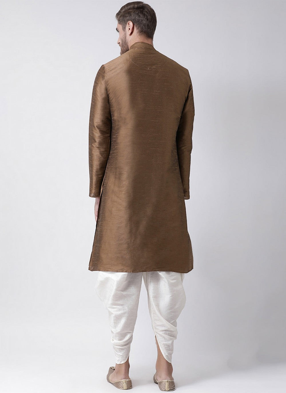 Plain Art Dupion Silk Brown Dhoti Kurta - M1450