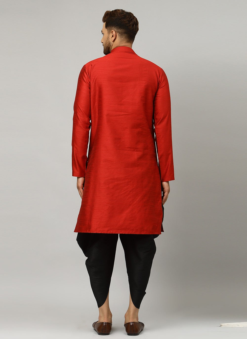 Embroidered Art Dupion Silk Maroon Angrakha - M3495