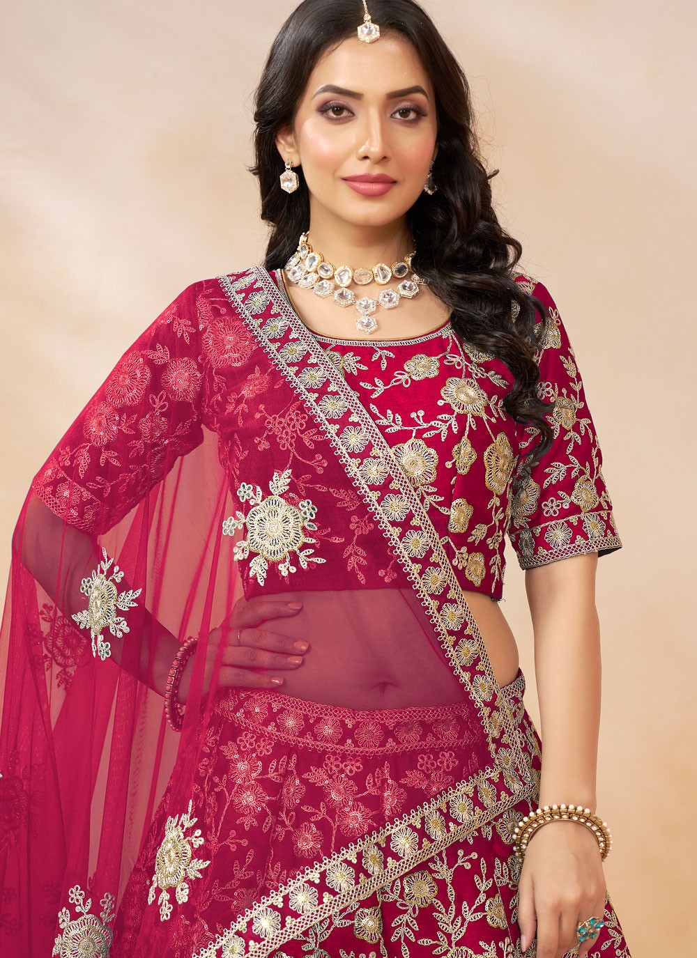 Embroidered Art Silk A - Line Lehenga - L2380