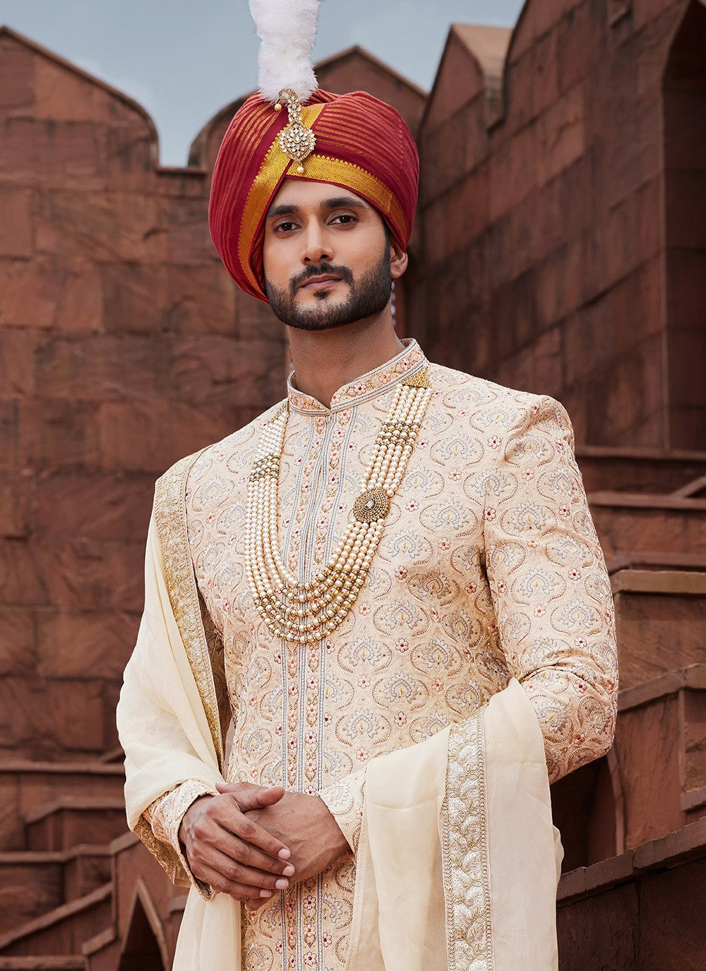 Embroidered Art Silk Gold Sherwani - M6512
