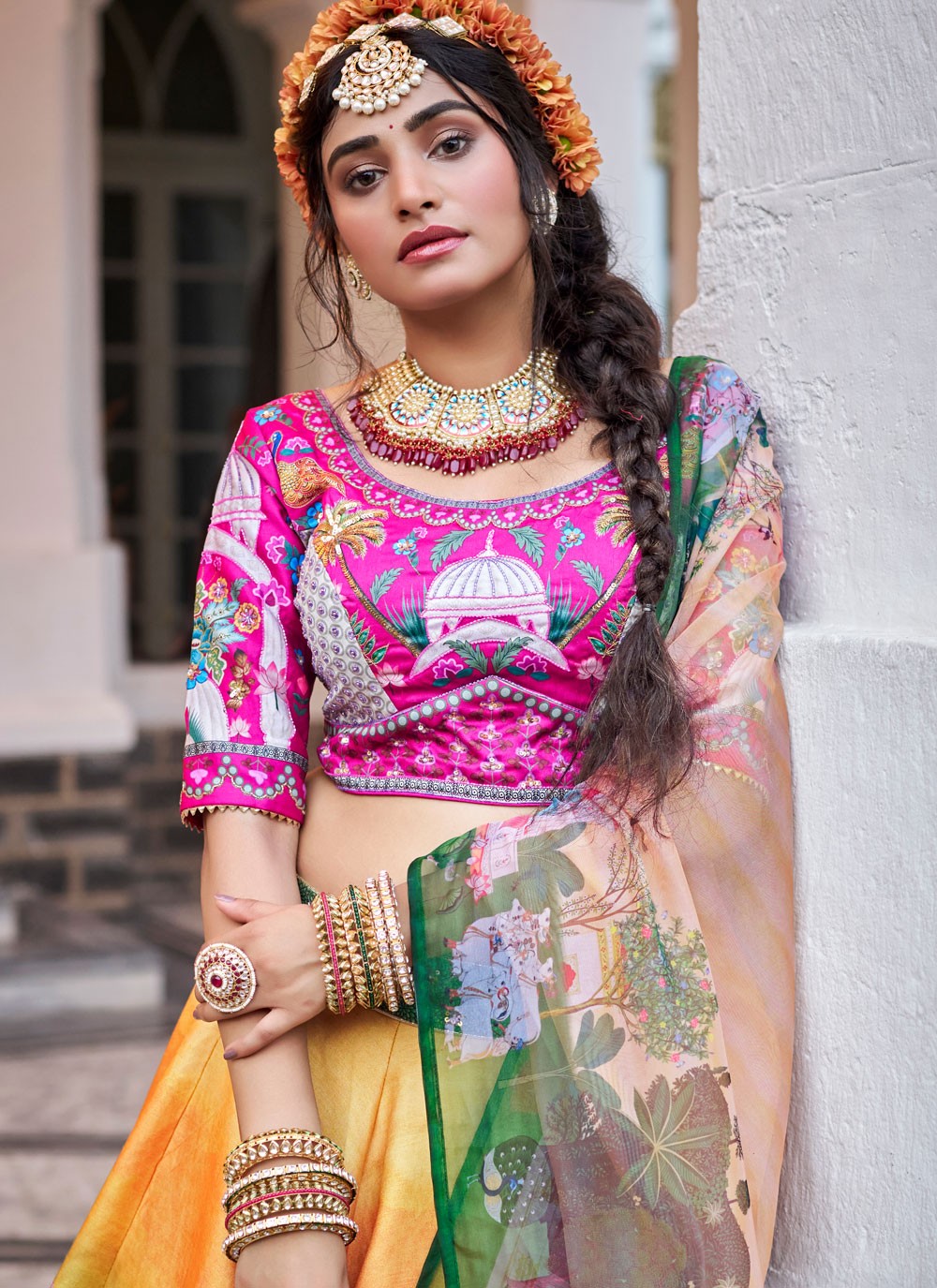 Art Silk Festival, Mehandi & Sangeet, Reception A - Line Lehenga L3659