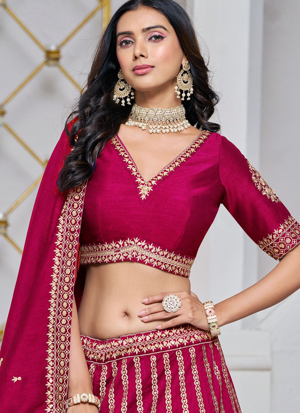 Embroidered Art Silk A - Line Lehenga - L2715