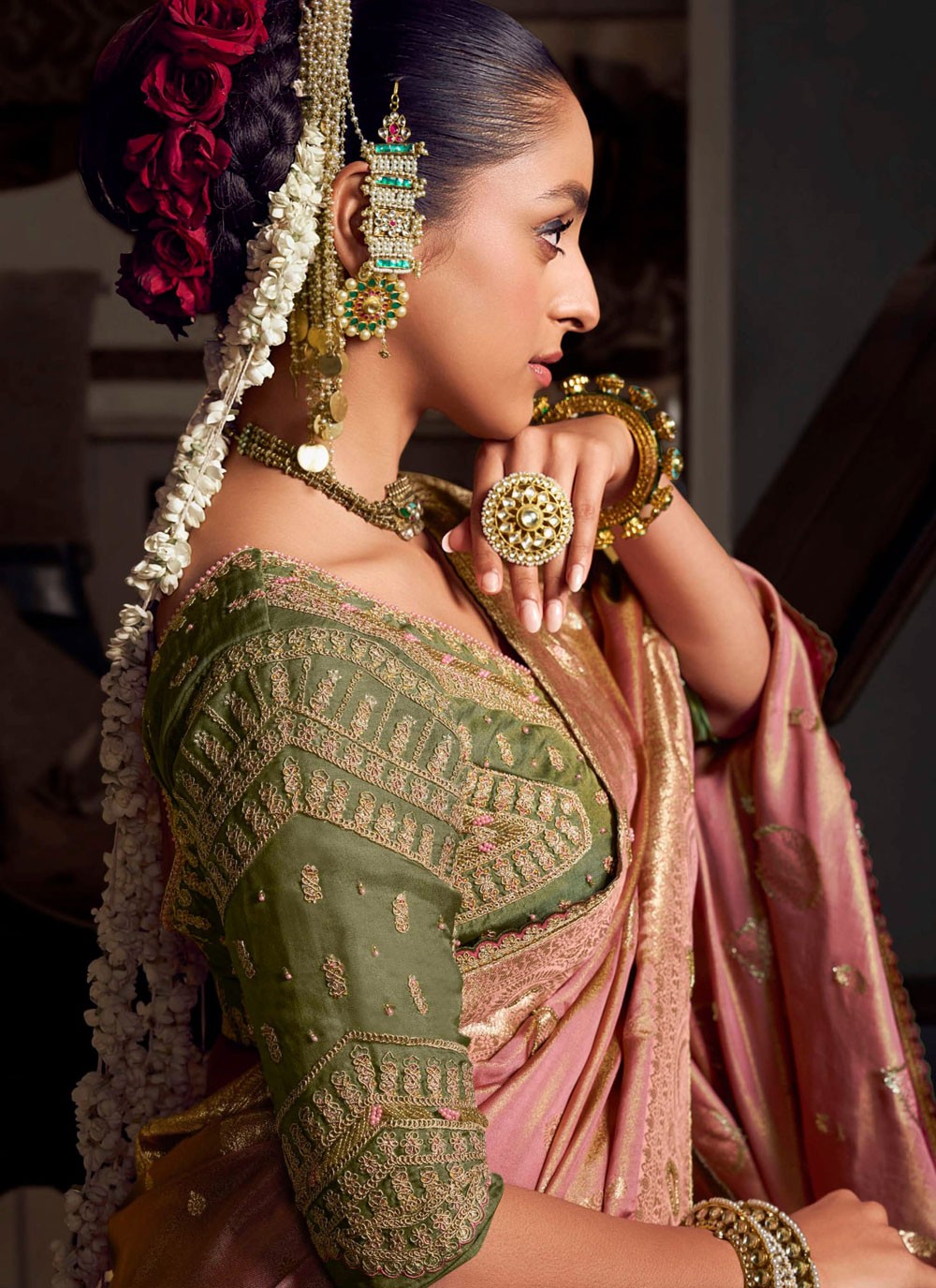 Banarasi Jari Silk Pink Designer Saree S15508