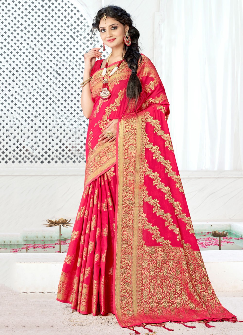 Traditional Weaving Zari Banarasi Silk Saree - S3469