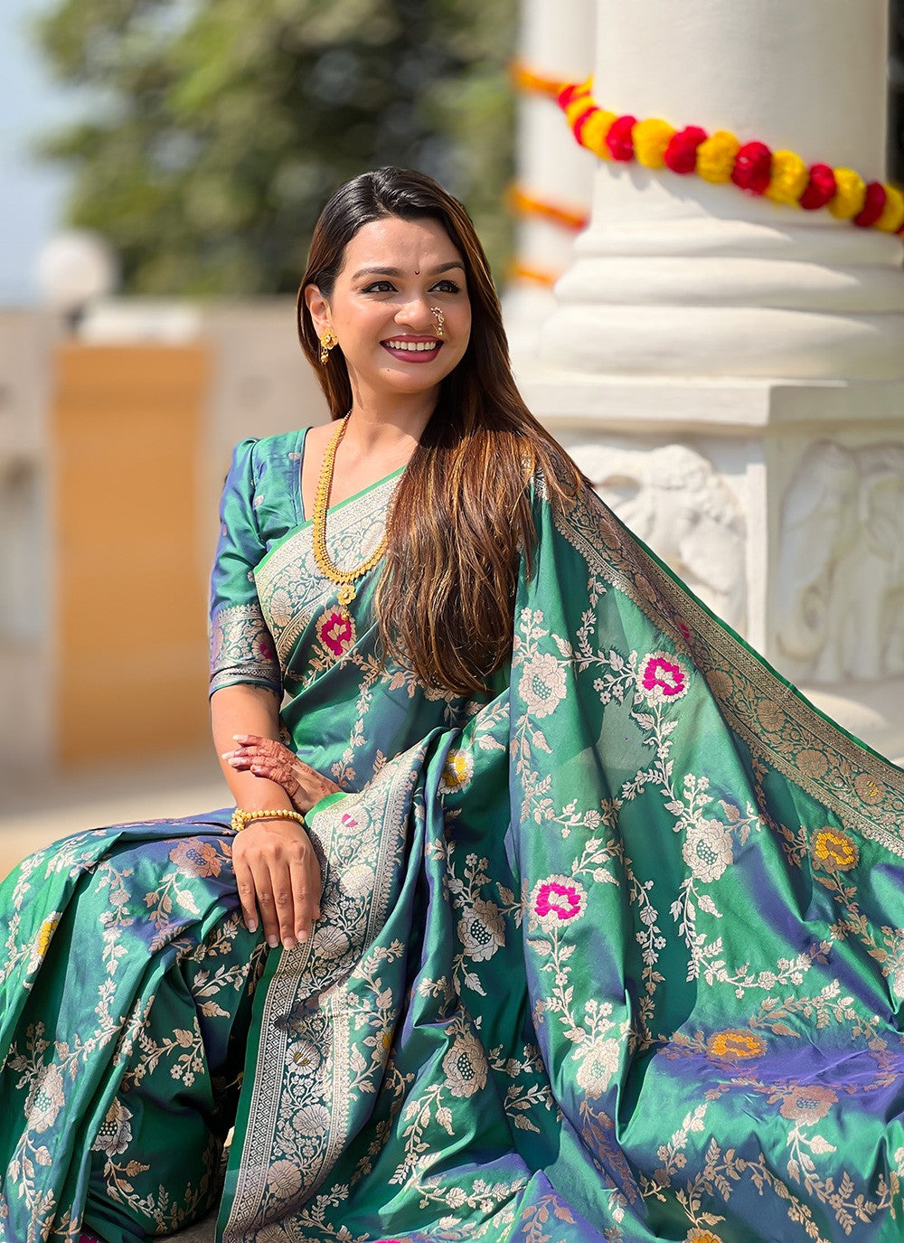 Rama Banarasi Silk Contemporary Saree Meenakari S16330