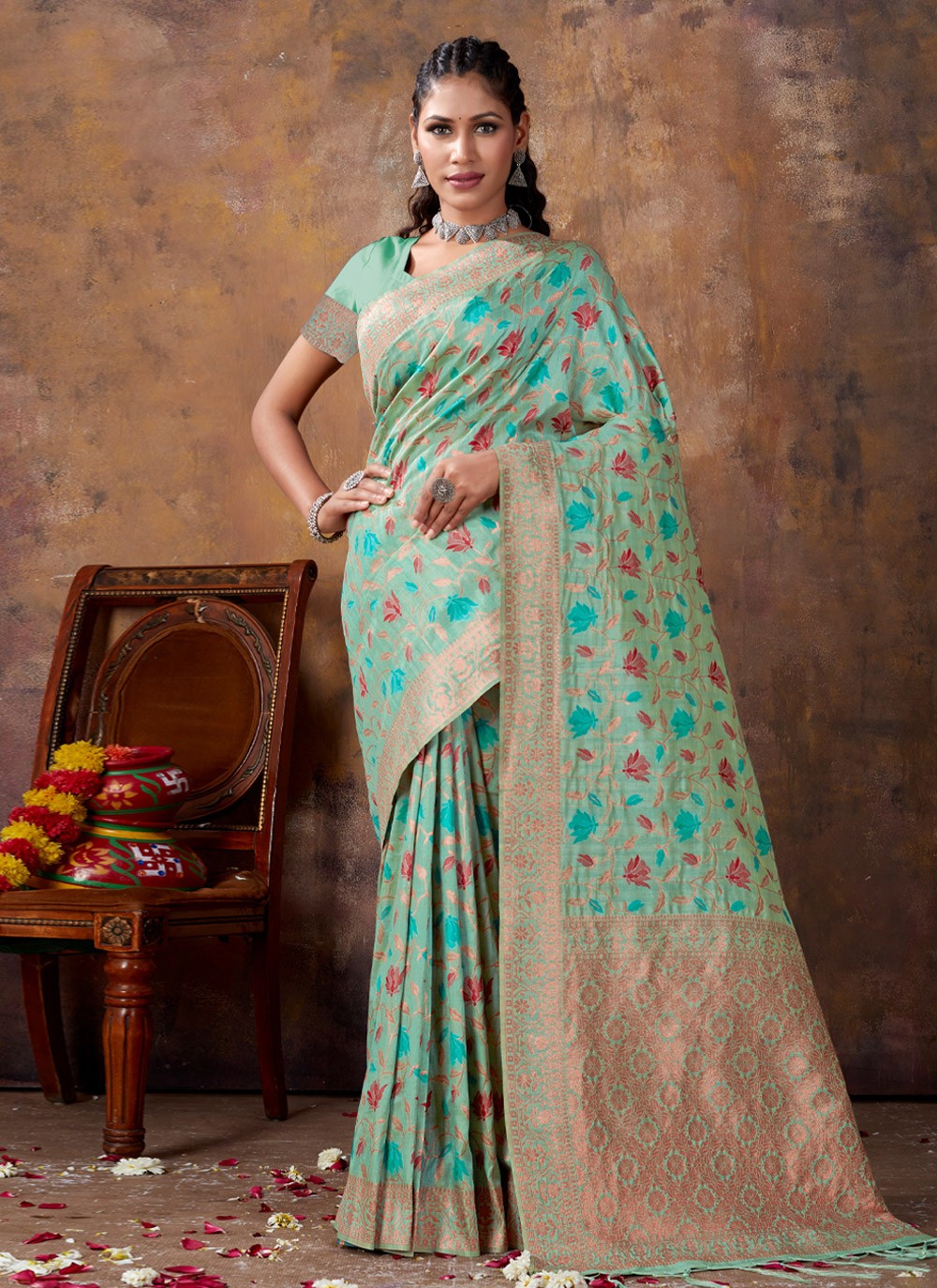 Traditional Fancy Work Banarasi Silk Saree - S2979
