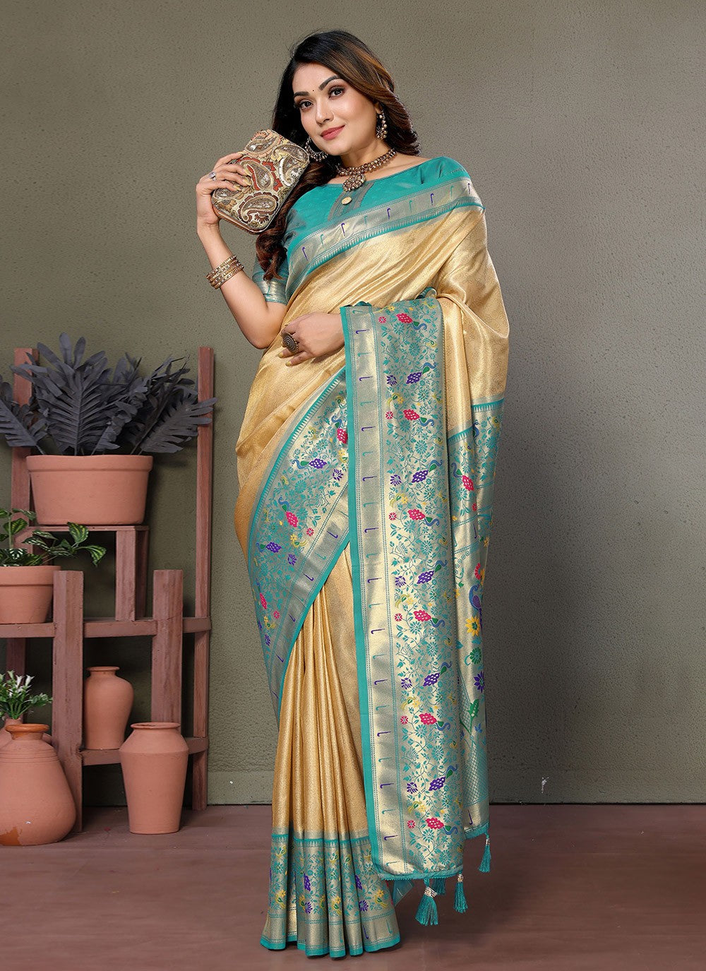 Woven Banarasi Silk Brown Saree S14702