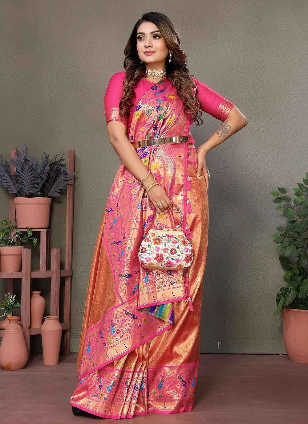 Woven Banarasi Silk Orange Saree S14701