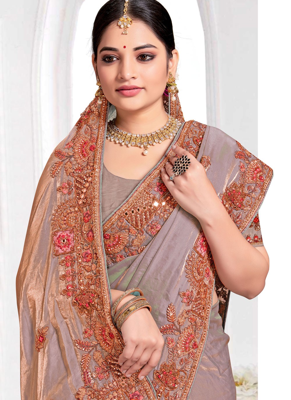 Classic Saree Beads Rama Silk Saree S13086