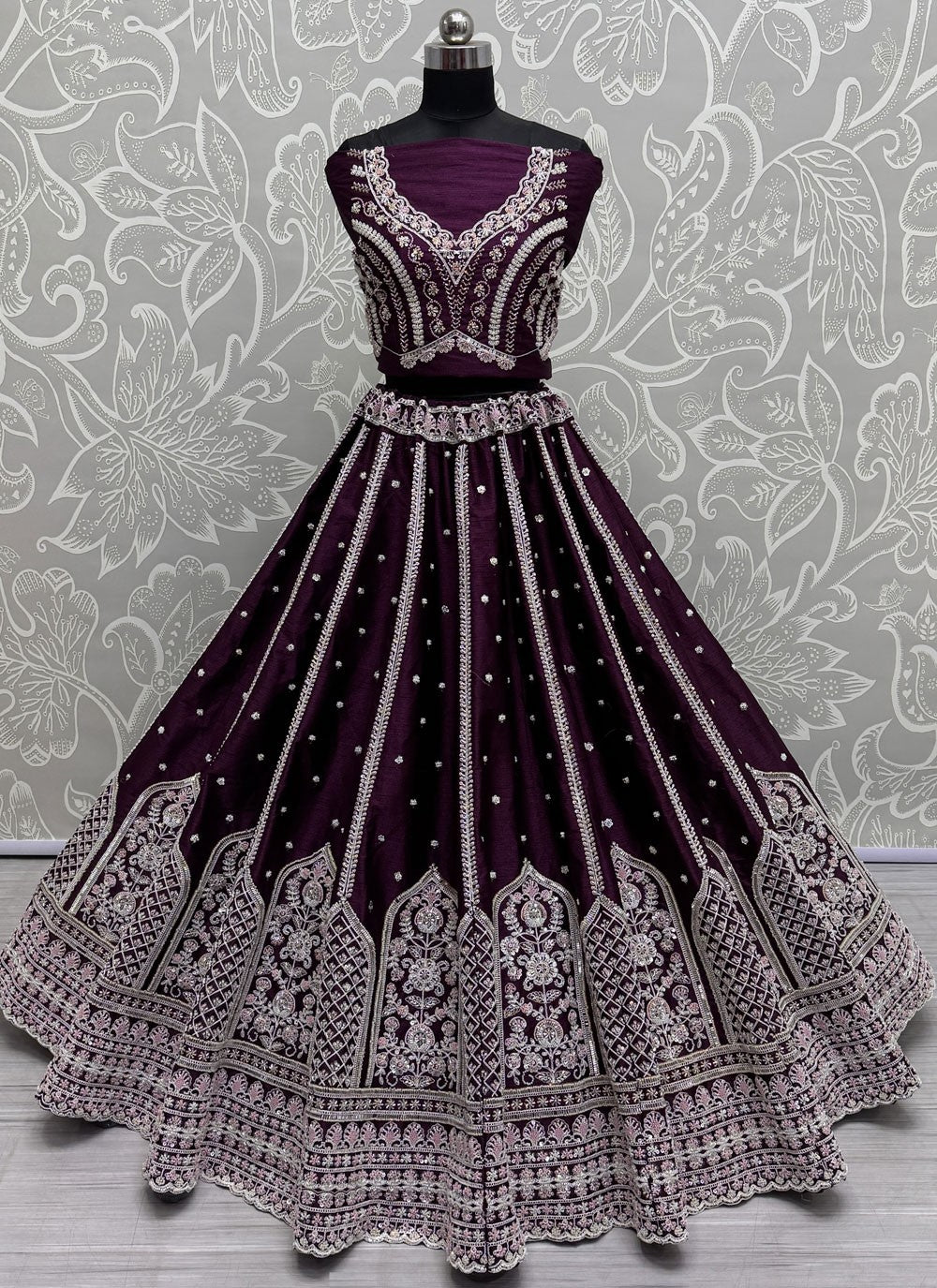 Beads Silk Purple Lehenga - L3418
