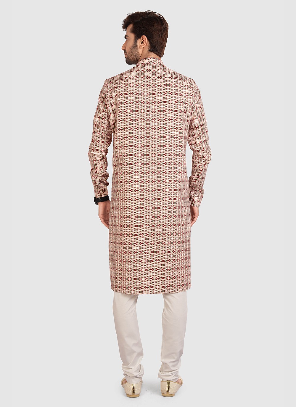 Printed Cotton Beige Kurta Pyjama - M2710