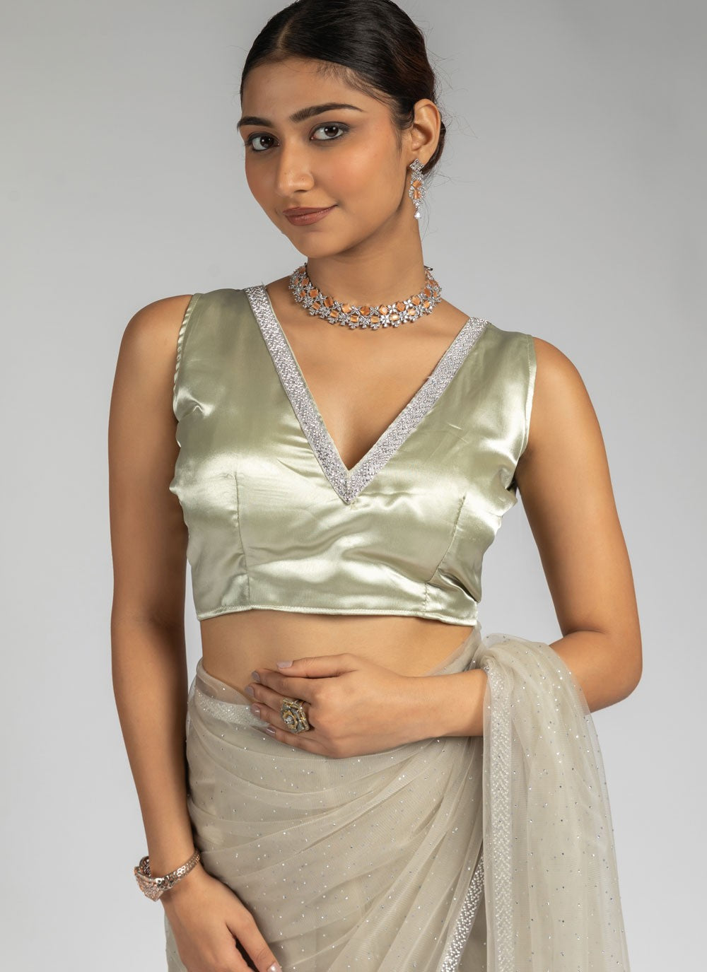 Lace Net Beige Traditional Saree S15606