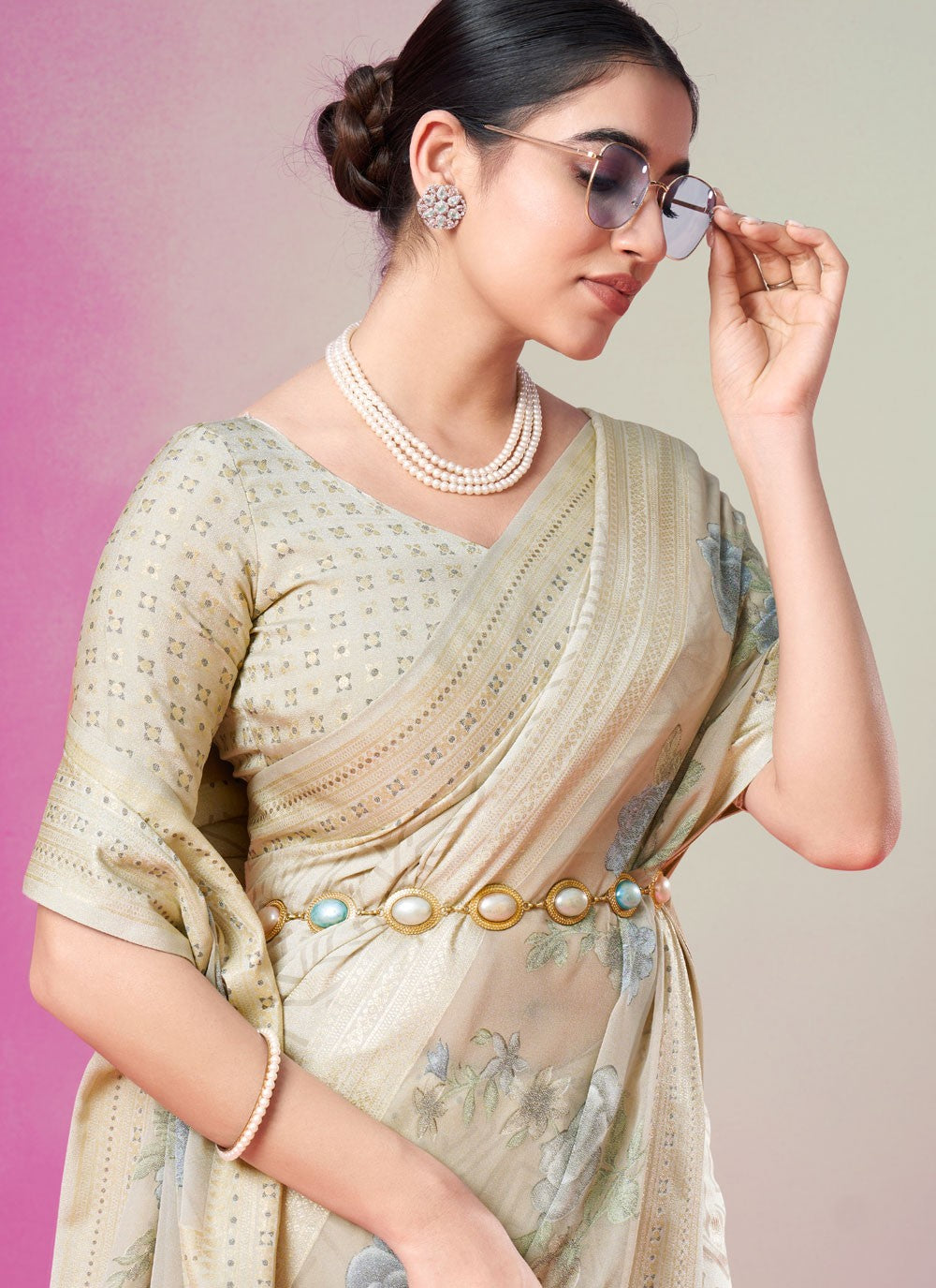 Classic Saree Printed Beige Georgette Saree S13366