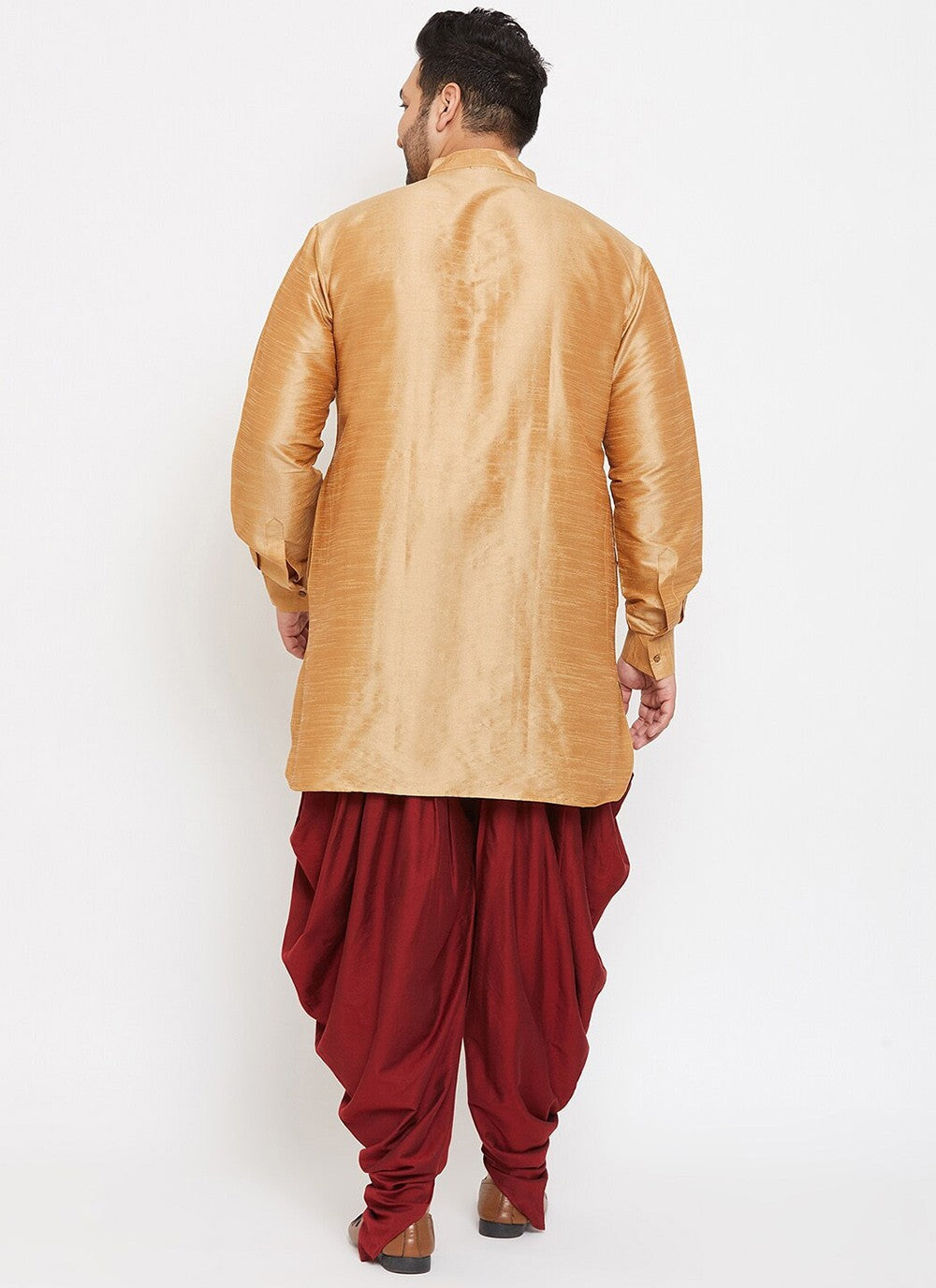 Plain Dupion Silk Beige Dhoti Kurta - M2649
