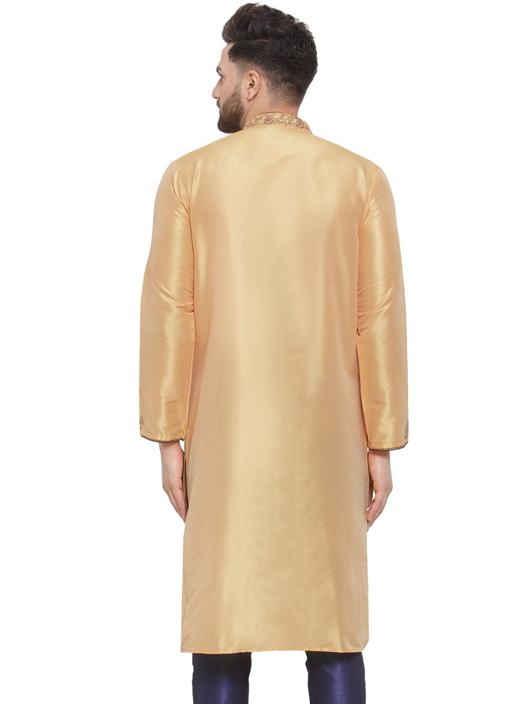 Embroidered Dupion Silk Beige Kurta - M7326