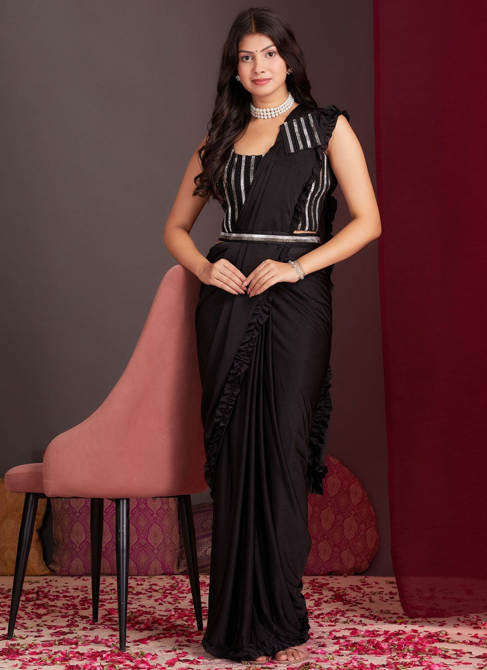 Traditional Plain Black Lycra S12874