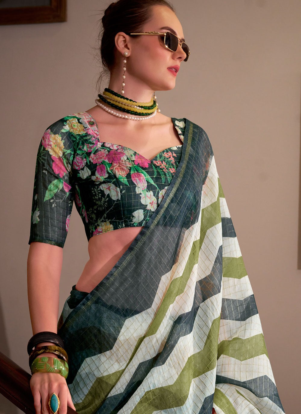 Strips Cotton Silk Black Saree S14783