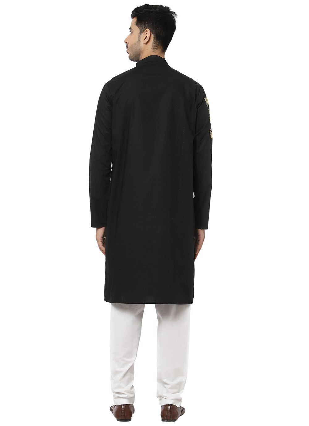 Embroidered Cotton Black Kurta Pyjama - M3194