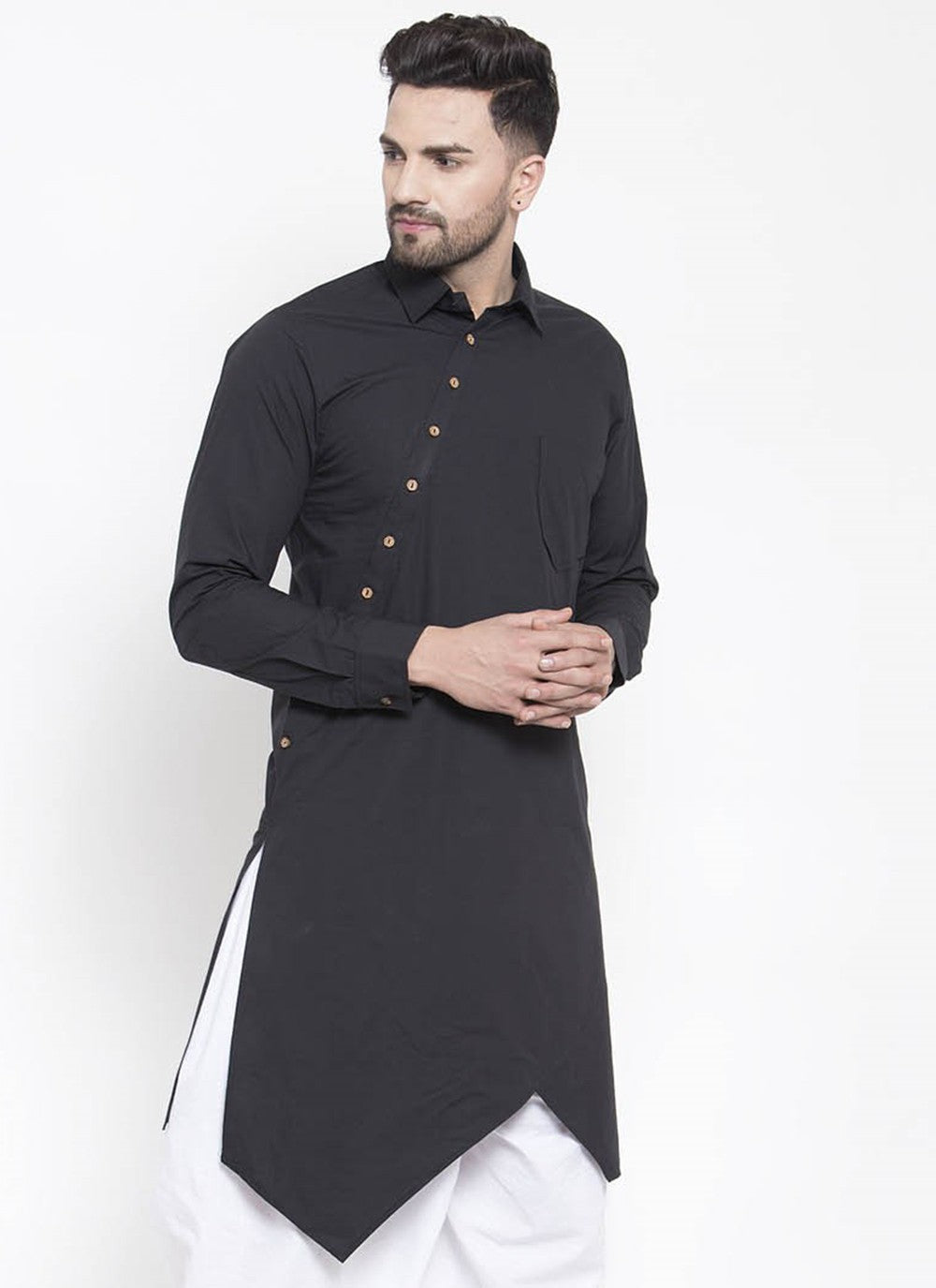 Plain Cotton Black Kurta - M1959