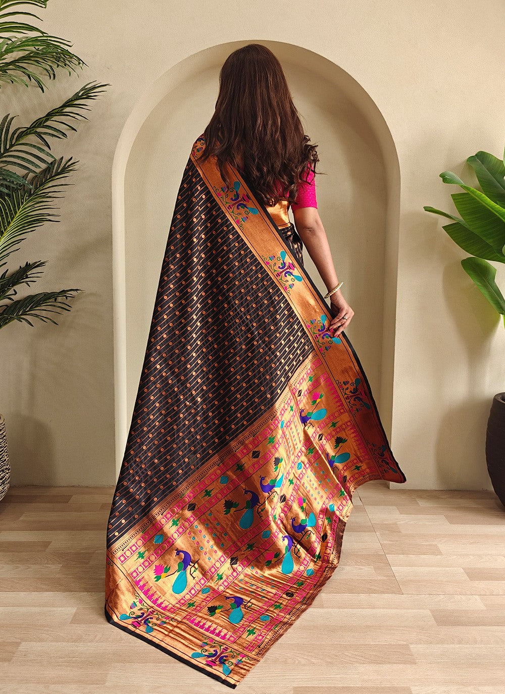 Black Silk Classic Saree Woven S16432