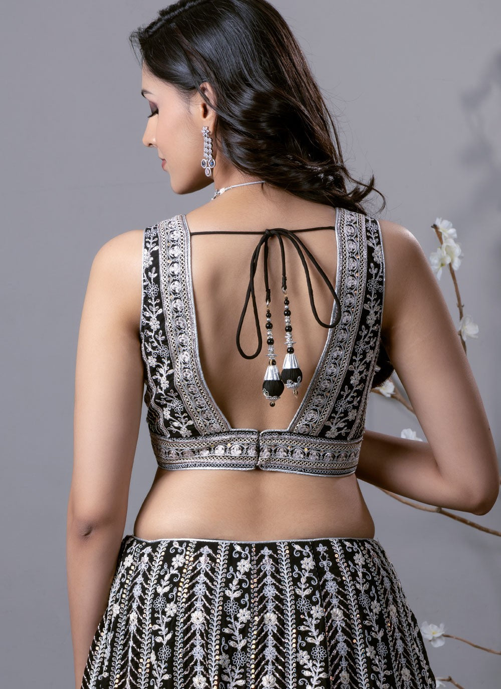 Embroidered Georgette Black Lehenga Choli L3727