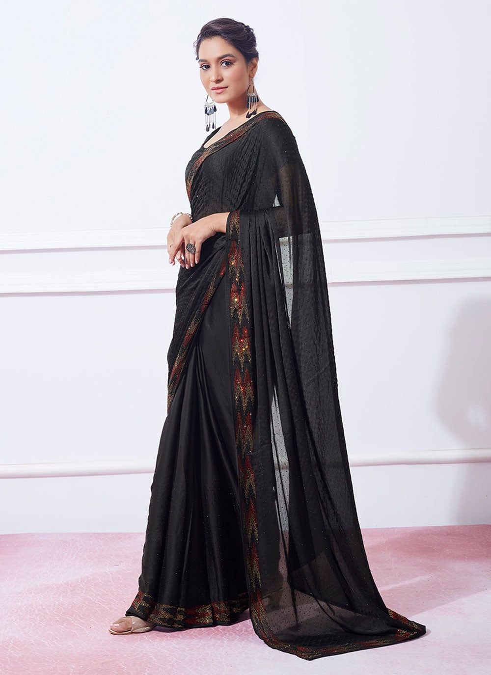 Trendy Swarovski Silk Saree - S4811