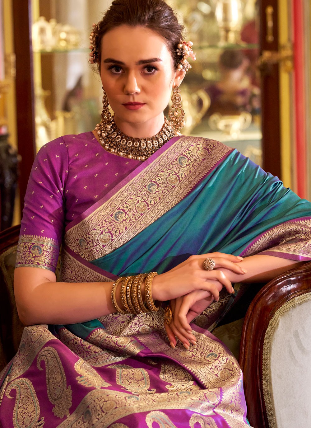 Blue Silk Trendy Saree Weaving Zari S19092