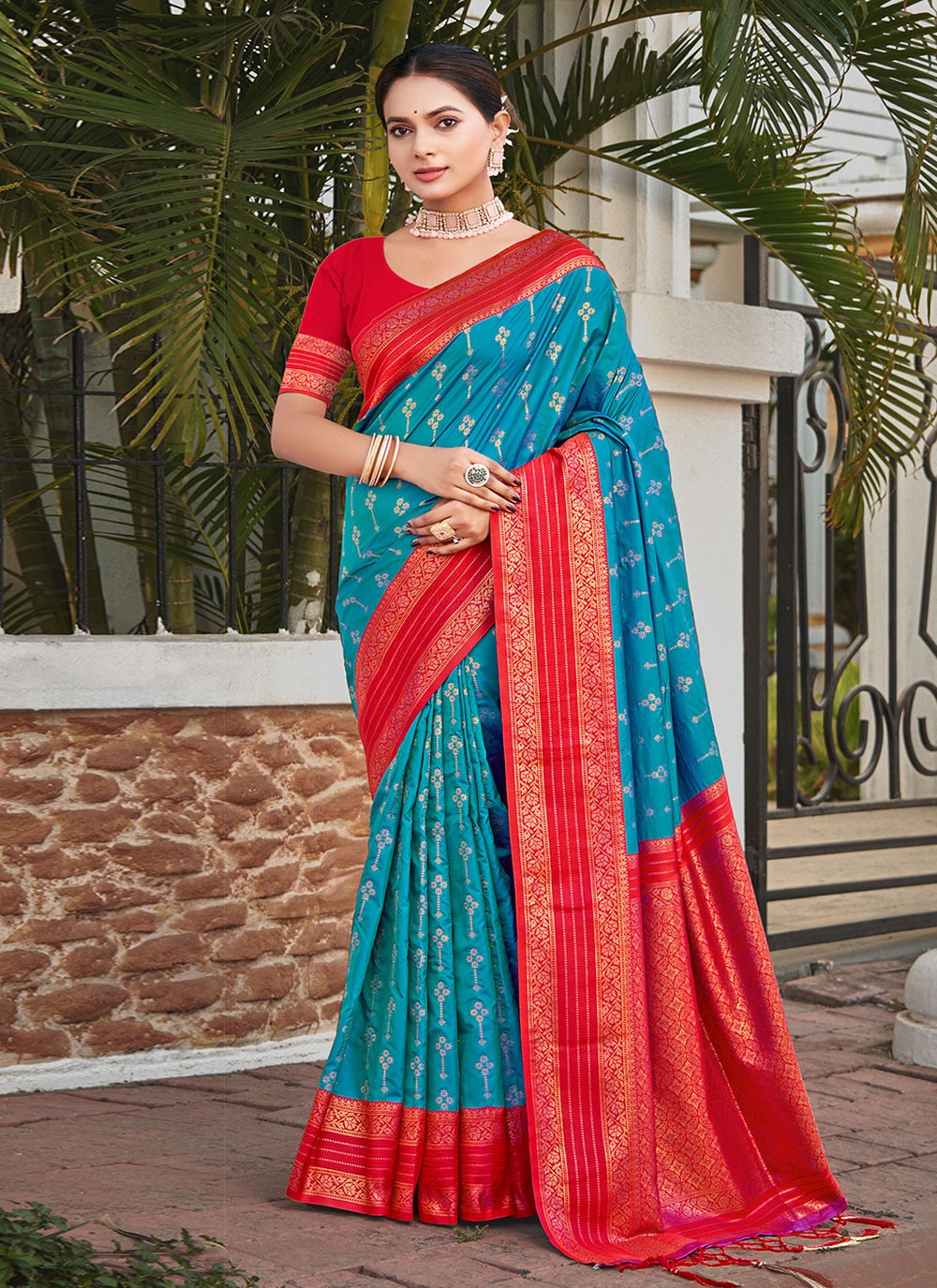 Traditional Border Work Silk Saree - S6846