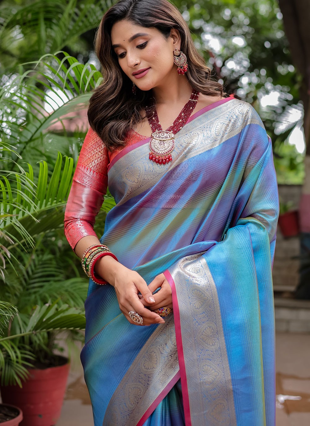 Classic Saree Woven Blue Banarasi Silk Saree S12408
