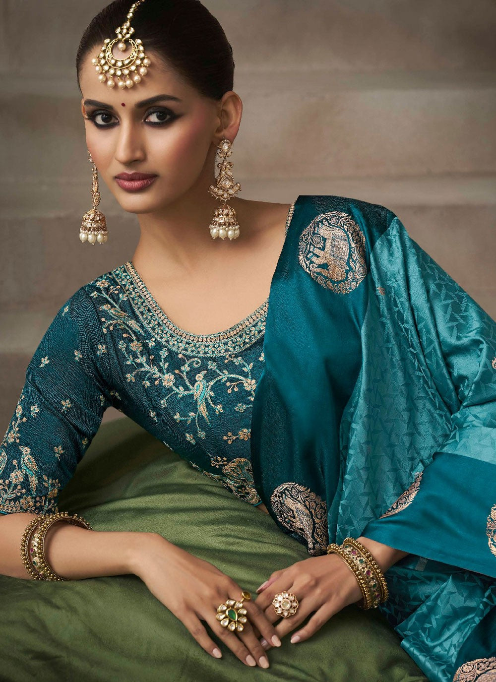 Blue Satin Silk Designer Saree Weaving Zari, Zari S19205