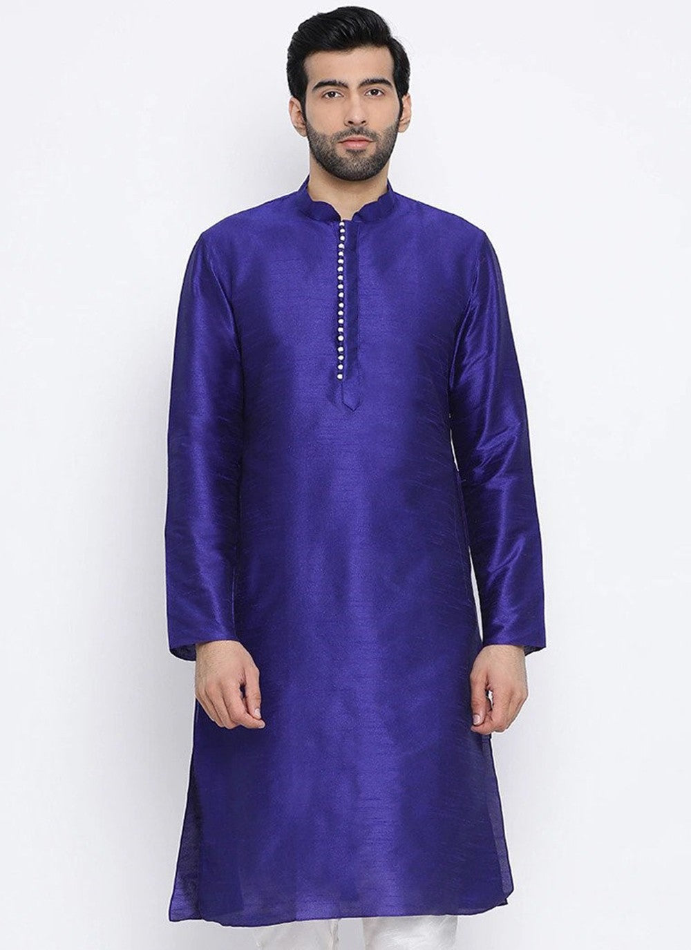 Plain Dupion Silk Blue Kurta - M1997