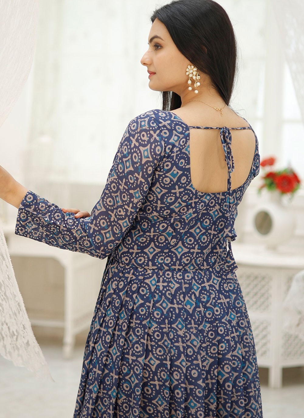 Printed Faux Georgette Gown - G1825