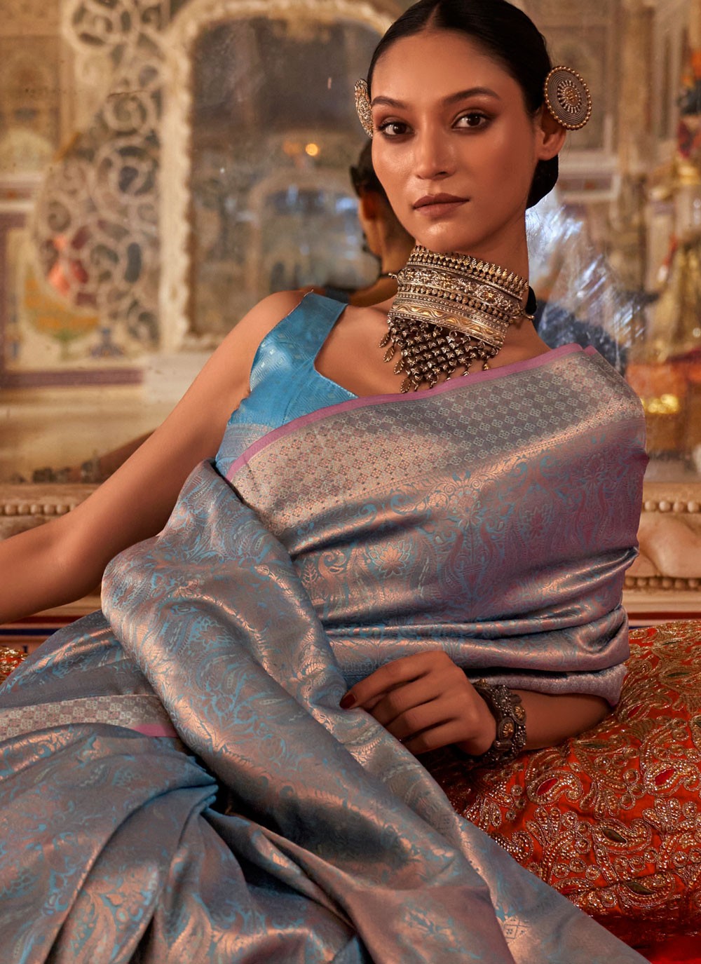 Blue Handloom Silk Trendy Saree Weaving Zari, Zari S16887