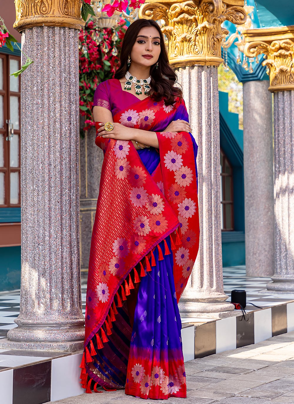 Classic Saree Printed Blue Silk Saree S12565