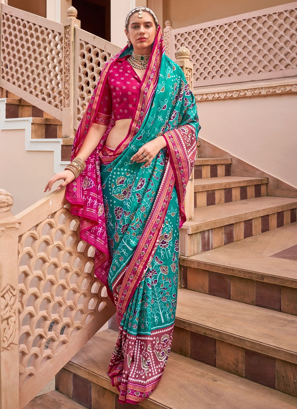 Contemporary Printed Blue Silk S12785