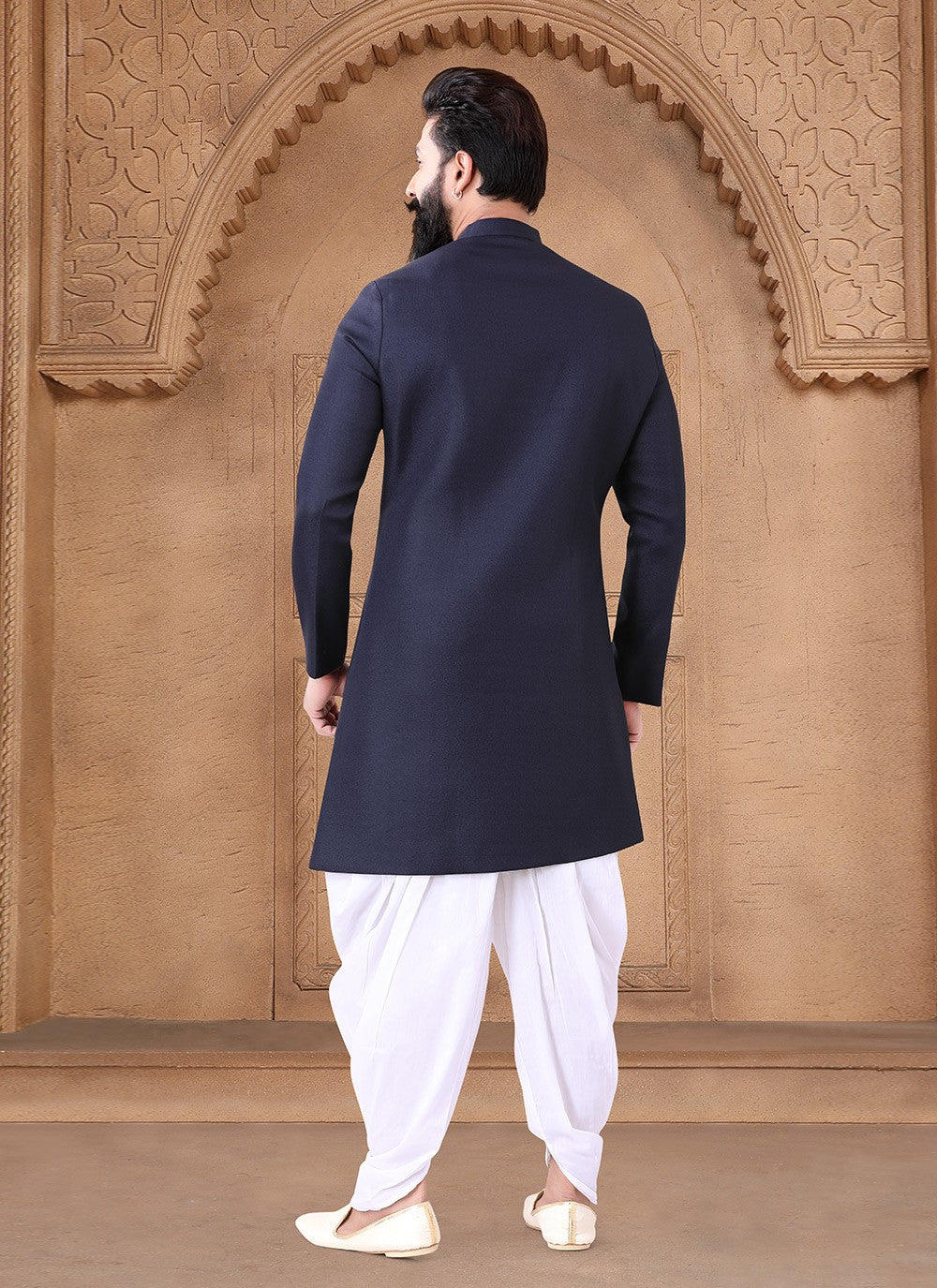 Buttons Silk Blue Sherwani - M7643