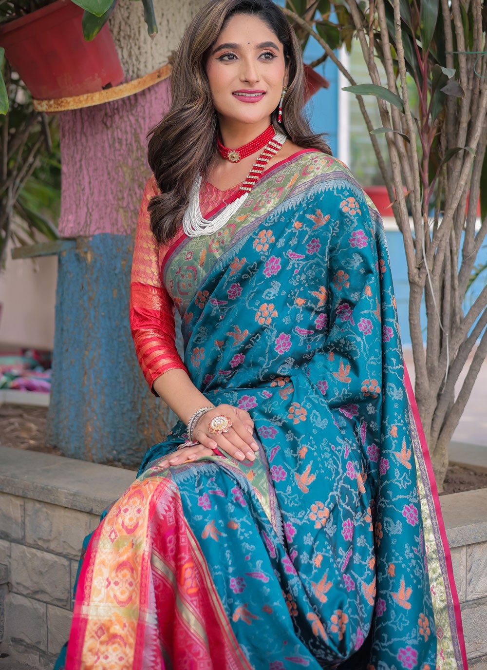 Classic Saree Woven Blue Patola Silk Saree S12437