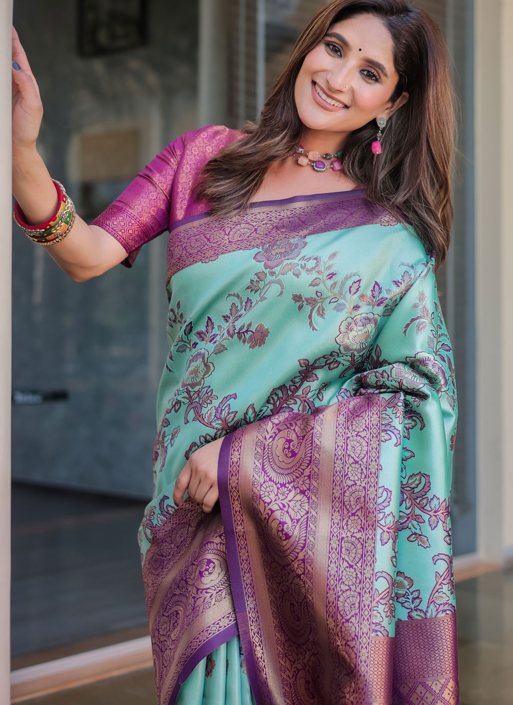Trendy Saree Woven Blue Malbari Silk S12346