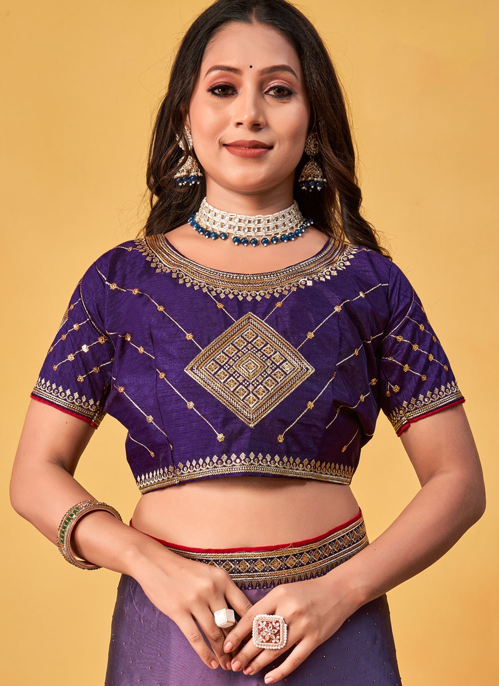 Trendy Saree Border Work Lavender Rangoli Saree S12687