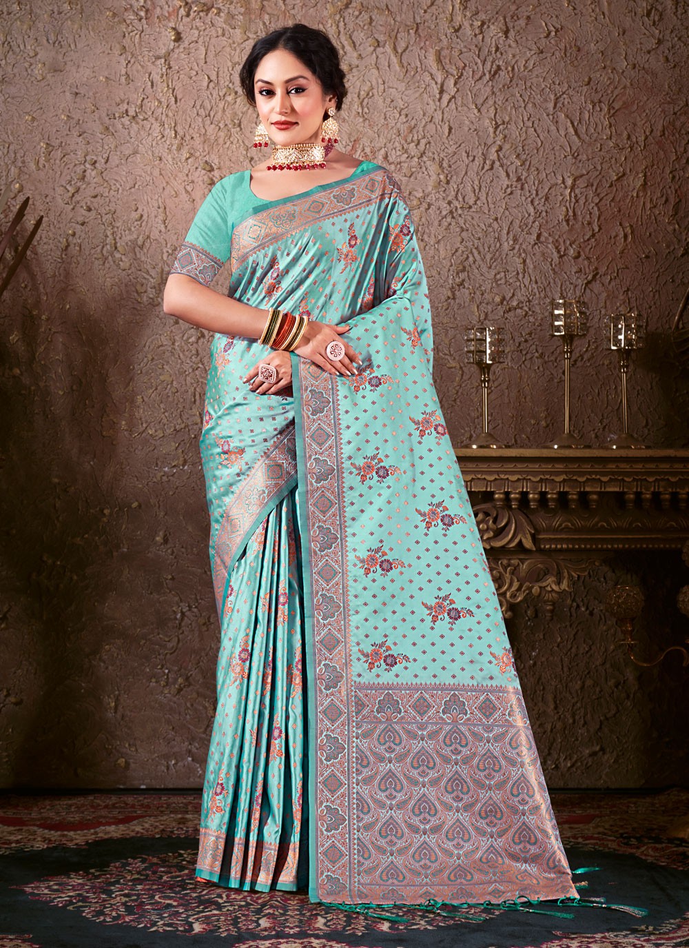 Traditional Border Work Silk Saree - S5181