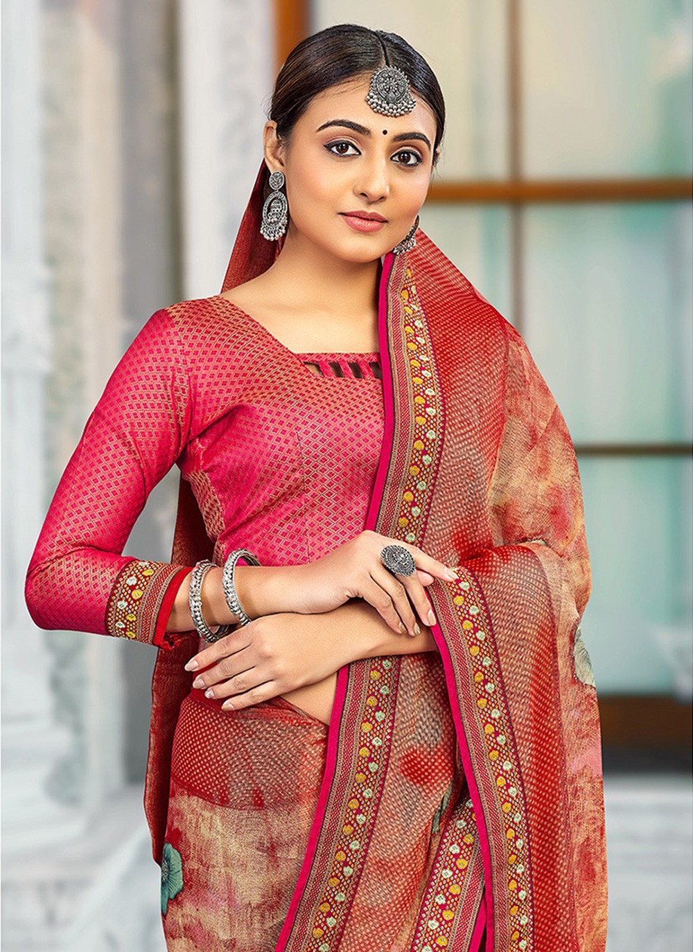 Classic Printed Brasso Saree - S3205