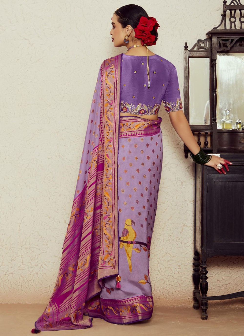 Contemporary Weaving Zari Brasso Saree - S7046