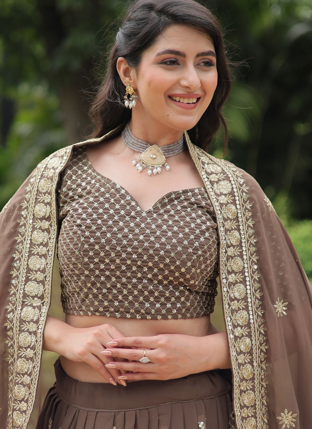 Embroidered Faux Georgette Lehenga - L3050