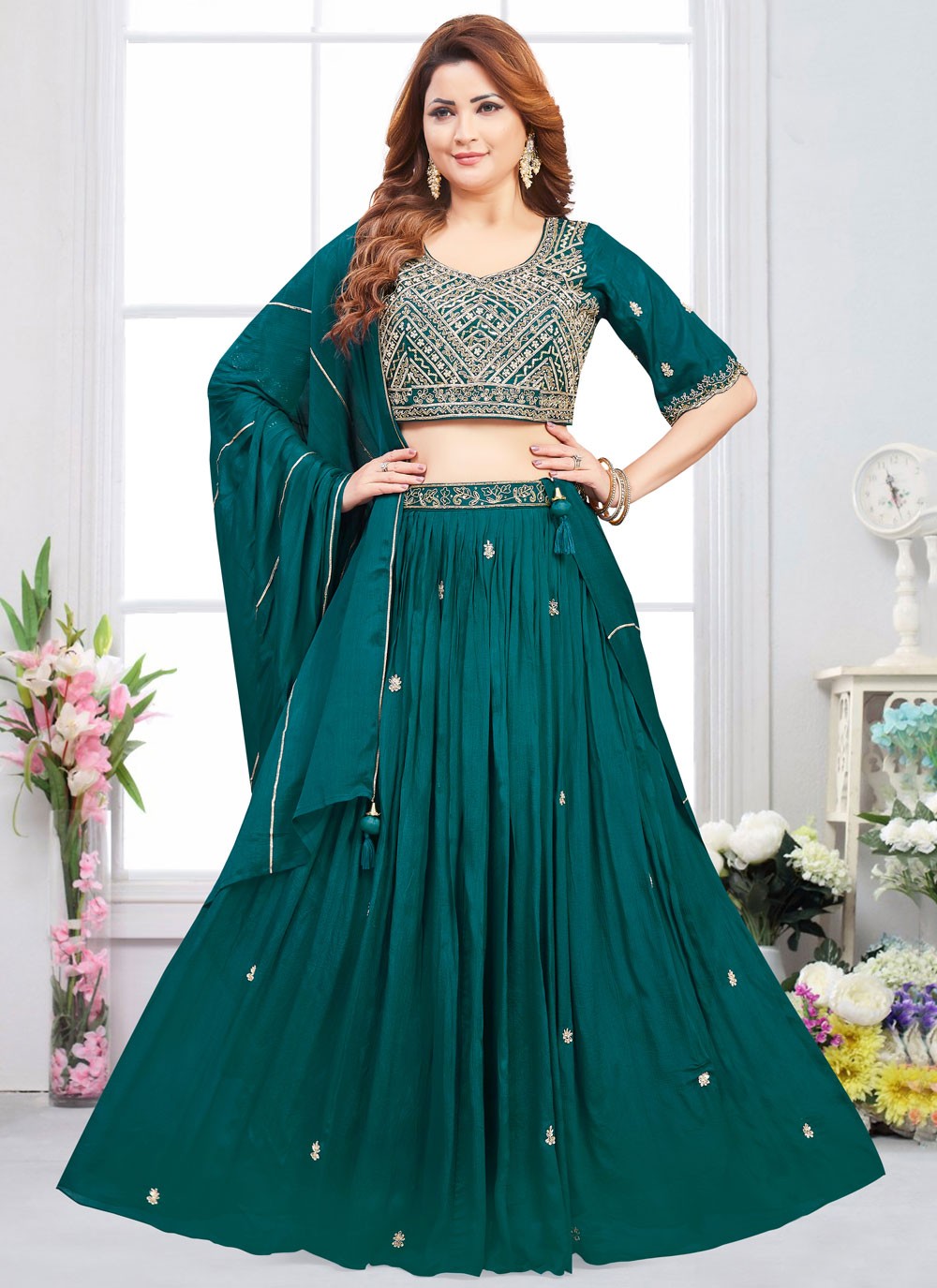 Buttis Silk Green Lehenga Choli L3483