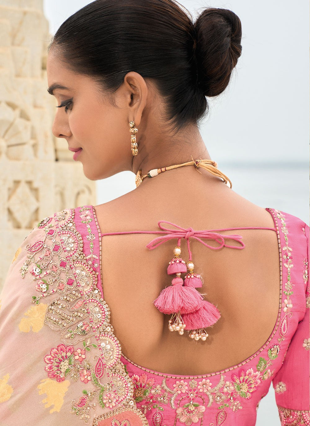 Traditional Buttis Cream Silk Saree S13025