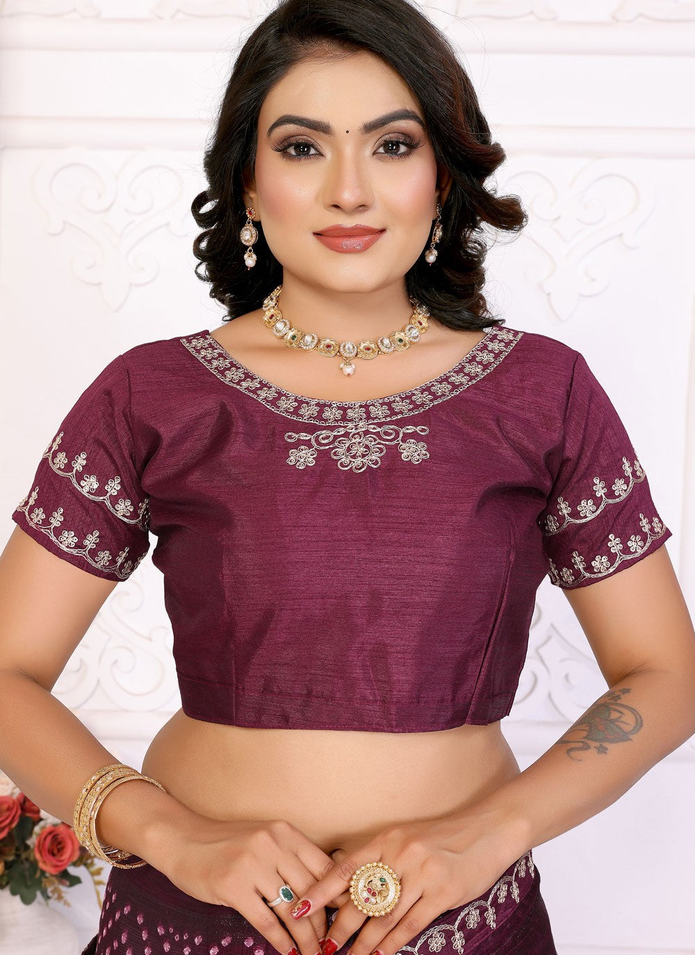 Bandhej Chiffon Purple Contemporary Saree S14955