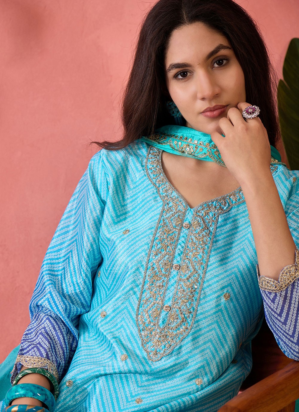 Archive Embroidered, Sequins, Zari 316806 Blue T6833