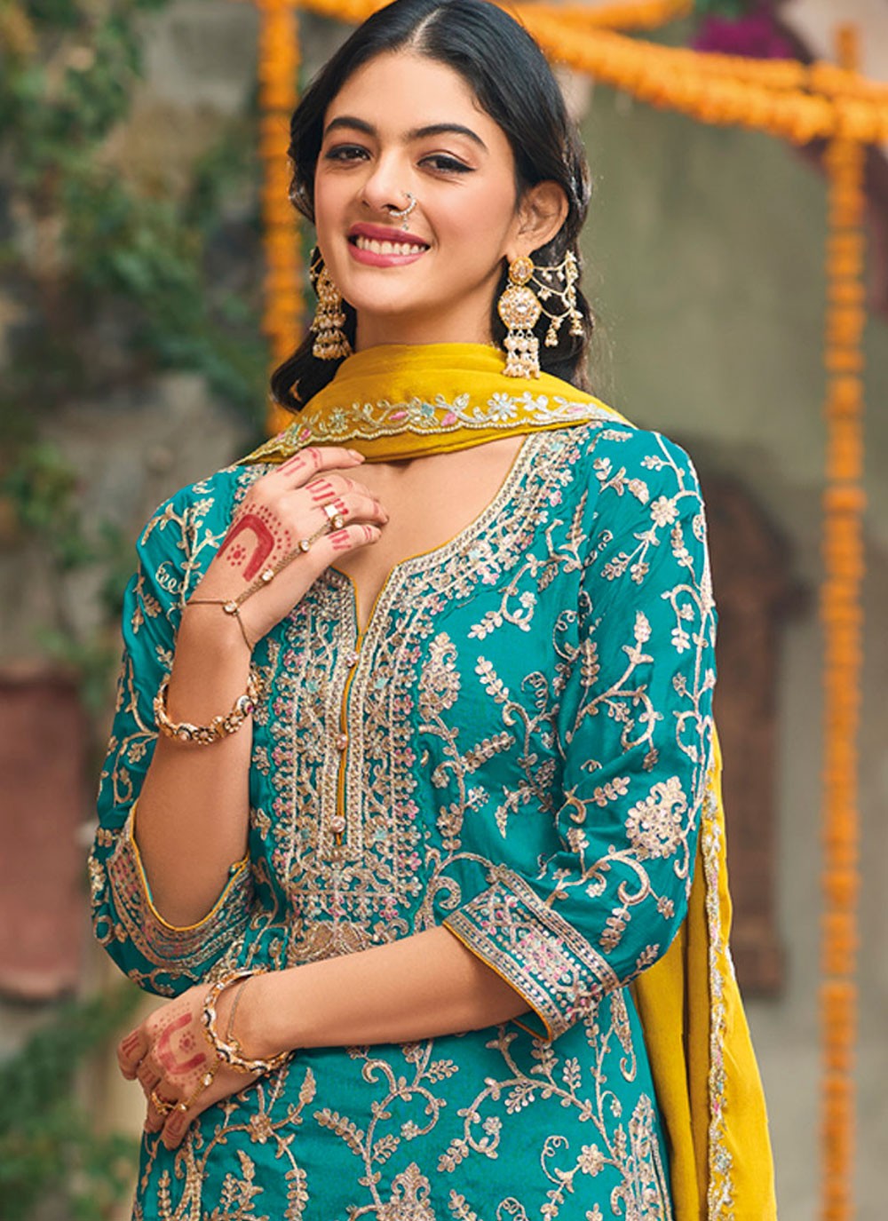 Embroidered Chinon Rama Salwar Suit T6468